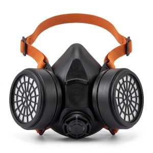black dual filter respirator half mask