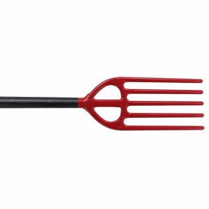 red garden fork head black handle