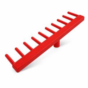 red plastic rake head straight tines